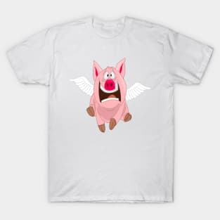 Cute Flying Pig named Bacon - Illustration T-Shirt